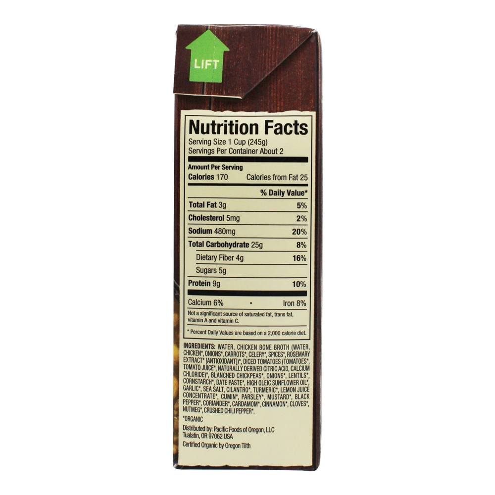 Comprar Sopa de curry de grão de bico orgânico com caldo de osso de galinha - 17 oz. Pacific Foods - Imagem 2