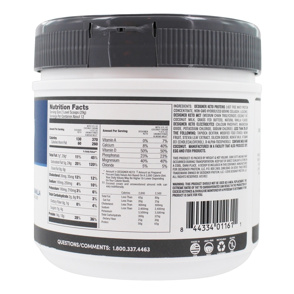 Comprar Designer Keto Proteína Pure Pó Baunilha - 12 oz. Designer Protein - Imagem 2