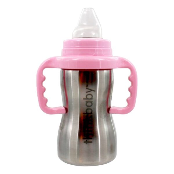 Comprar Sippy do Steel Cup Spout Trainer Estágio C 9 para 36 meses Pink - 9 oz. Thinkba - Imagem 4