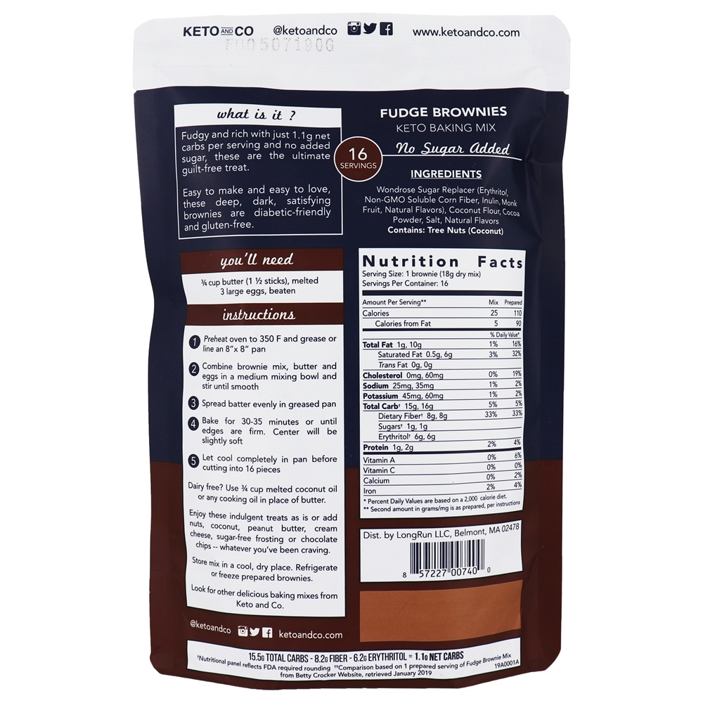 Comprar Fudge Brownies Keto Baking Mix - 10.2 oz. Keto and Co - Imagem 2