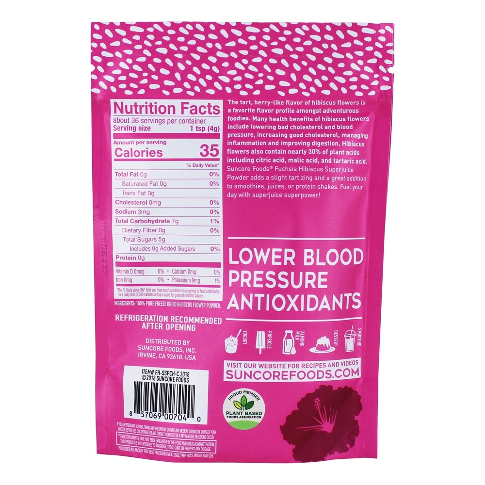 Comprar Super Suco Superfood Em Pó Fúcsia Hibiscus - 5 oz. Suncore Foods - Imagem 2