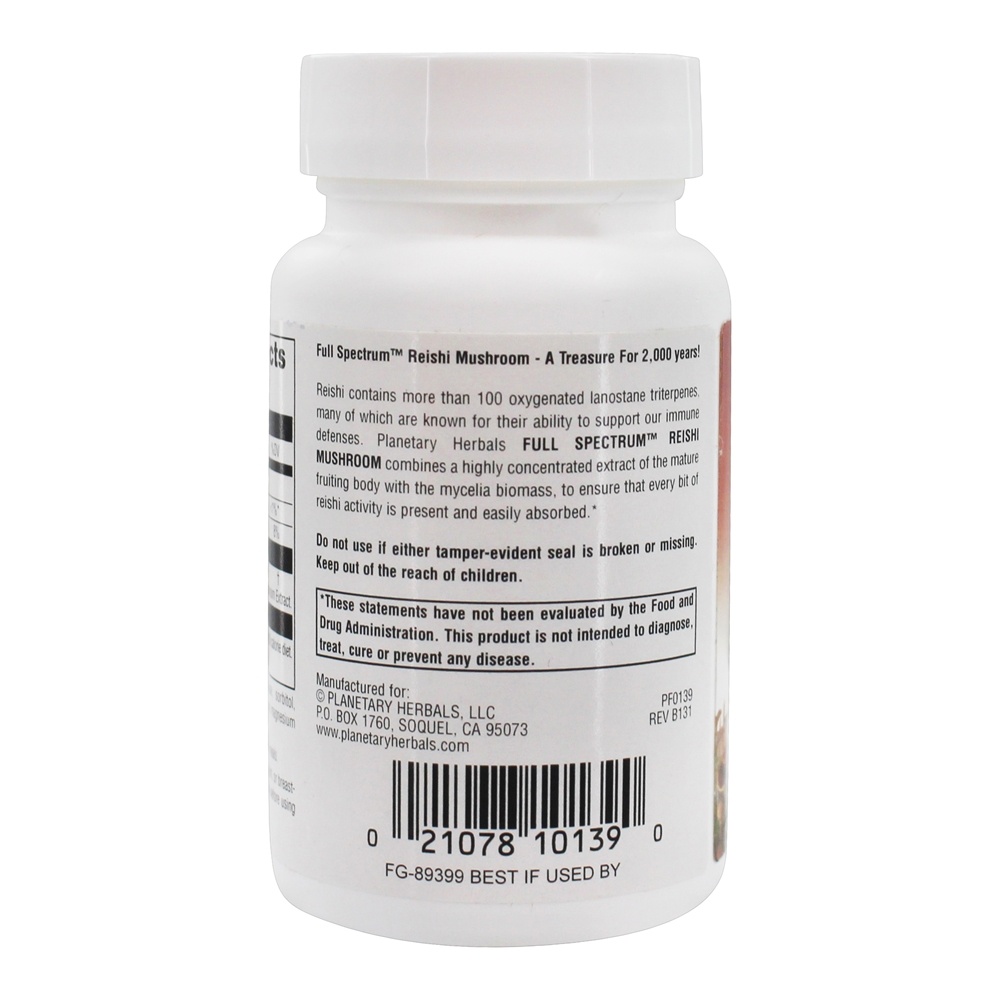 Comprar Full Spectrum Suporte cogumelo botânico cogumelo Reishi 460 mg . - 50 Tablets Planetary Herbals - Imagem 3