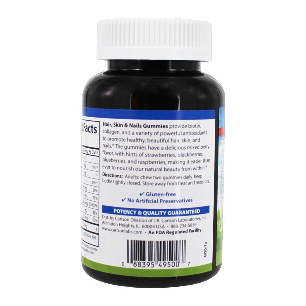 Comprar Cabelo, Pele e Unhas Gummies Natural Mixed Berry - 60 Gummies Carlson Labs - Imagem 3