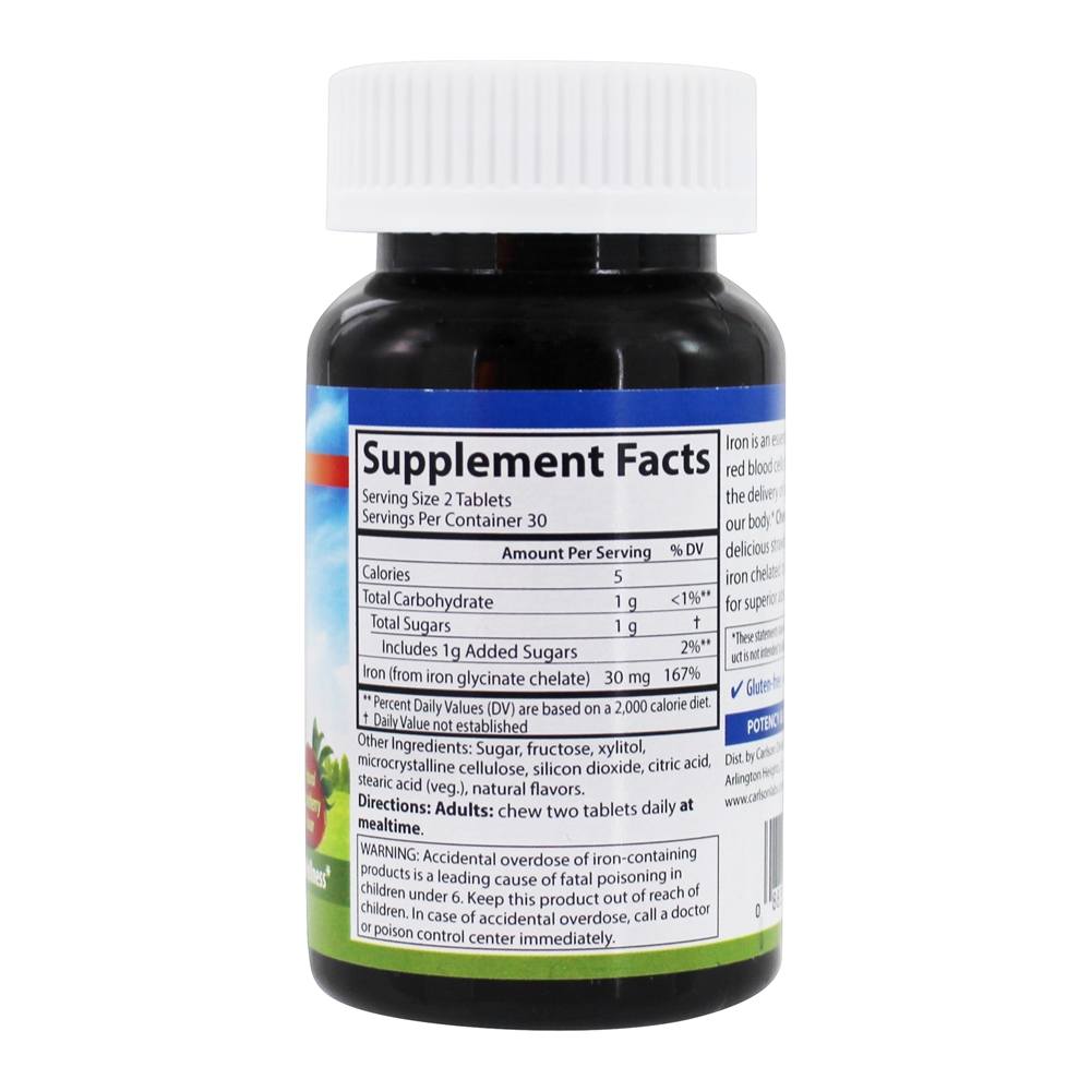 Comprar Ferro Mastigável Absorção Superior Morango Natural 30 mg . - 60 Tablets Carlson Labs - Imagem 2