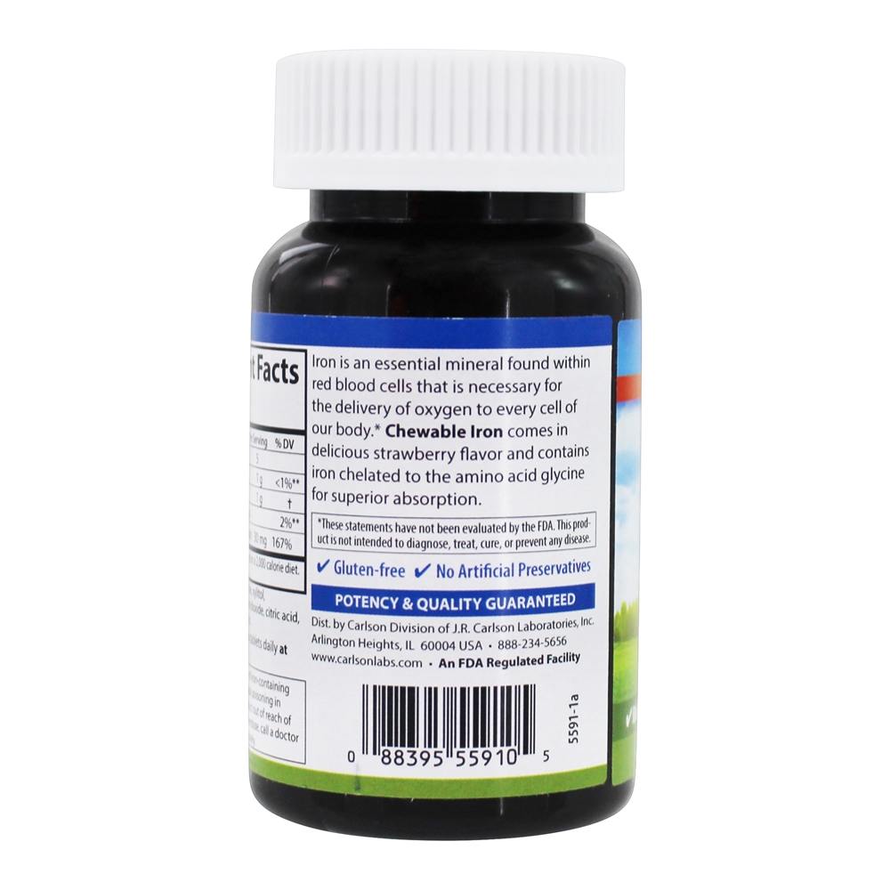 Comprar Ferro Mastigável Absorção Superior Morango Natural 30 mg . - 60 Tablets Carlson Labs - Imagem 3