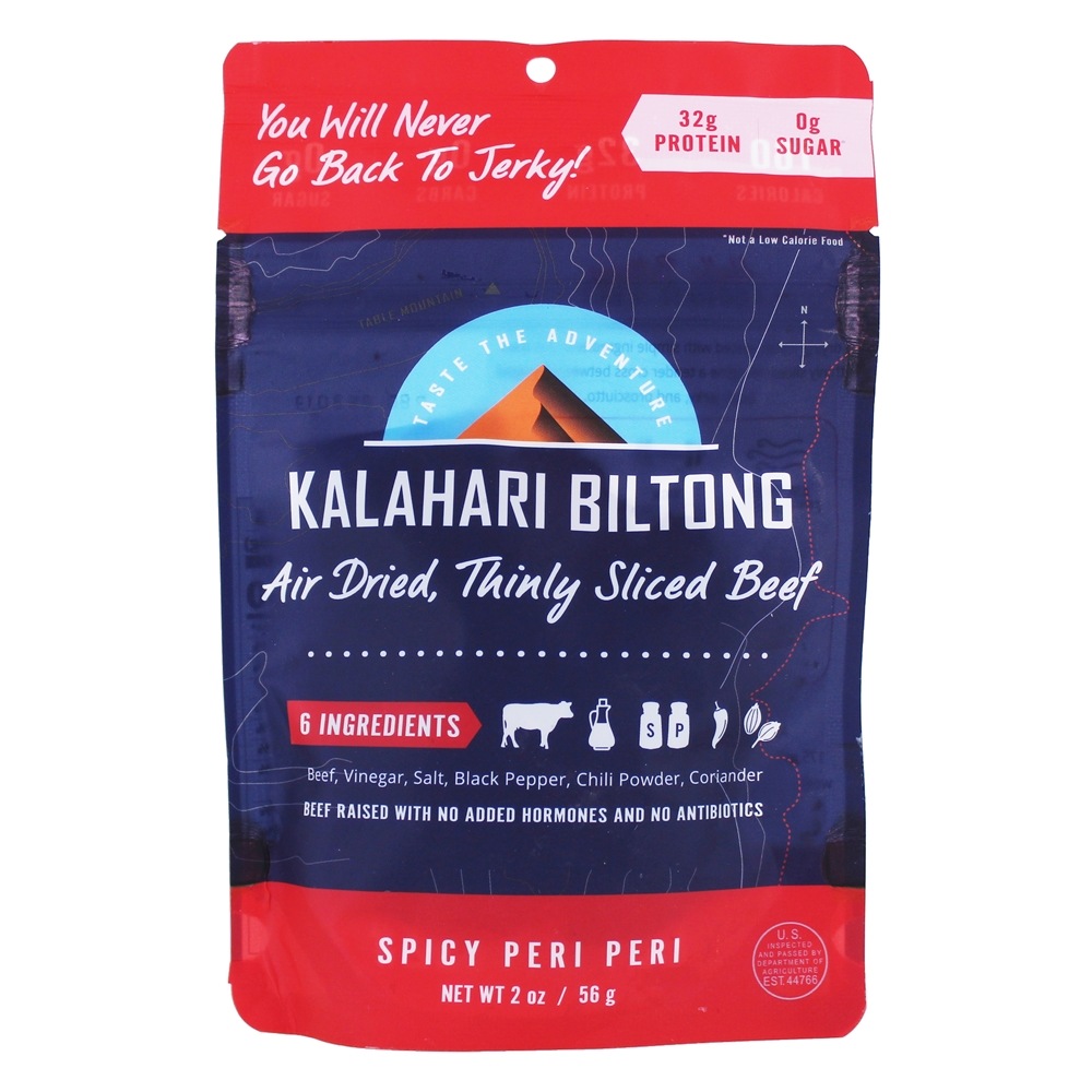 Comprar Ar seco em fatias finas de carne picante Peri Peri - 2 oz. Kalahari Biltong