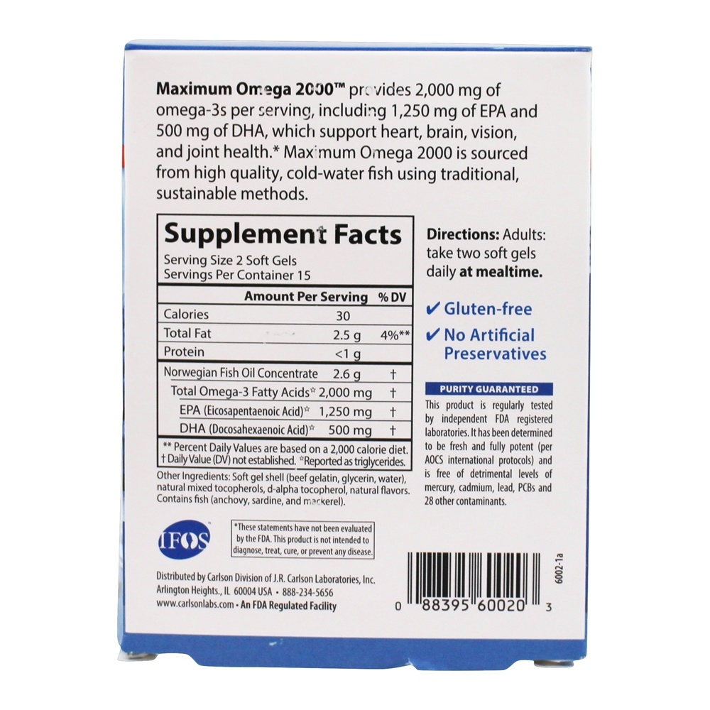 Comprar Omega 2000 Pacote de viagem Natural Lemon 2000 mg . - 30 Softgels Carlson Labs - Imagem 2