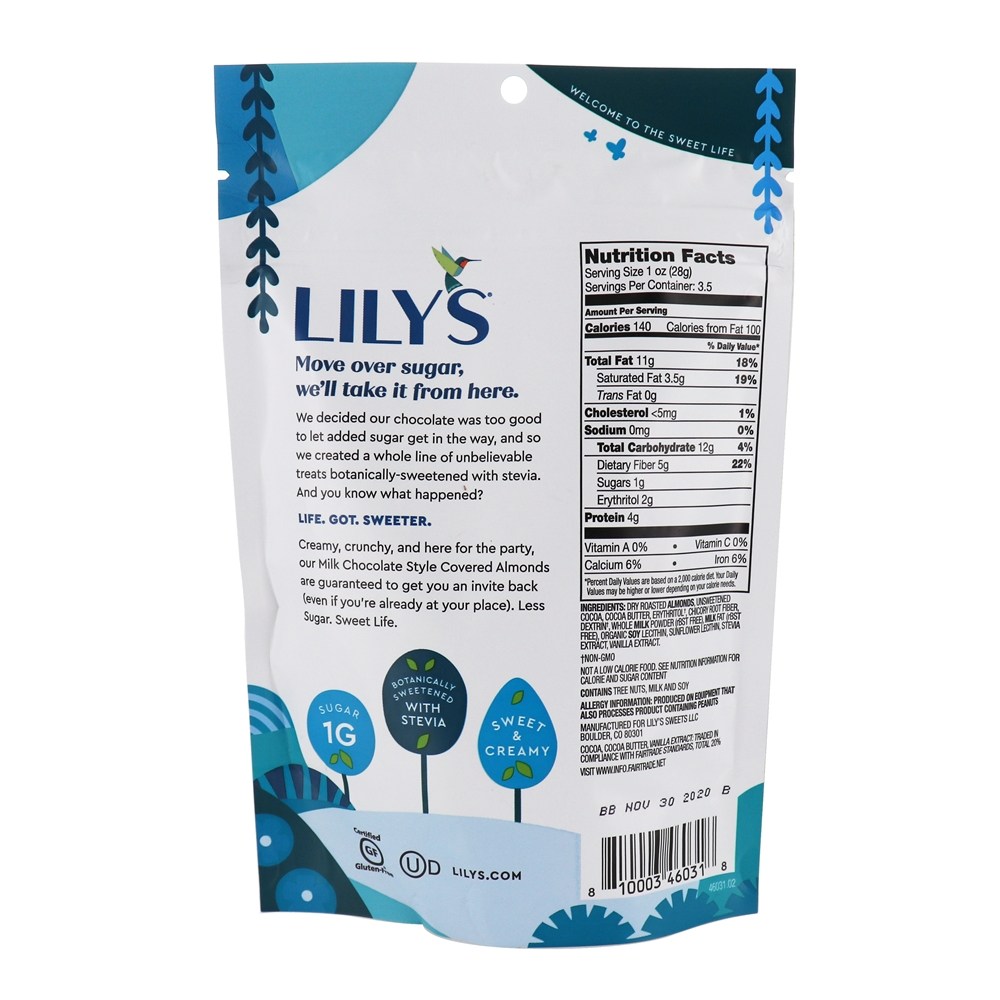 Comprar Stevia Sweetened 35 % Amêndoas Cobertas de Chocolate ao Leite de Cacau - 3.5 oz. Lily's - Imagem 2