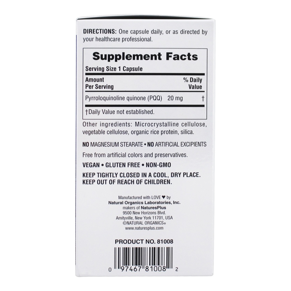 Comprar BrainCeutix PQQ Pirroloquinolina Quinona 20 mg . - Cápsulas 60 Natures Plus - Imagem 3