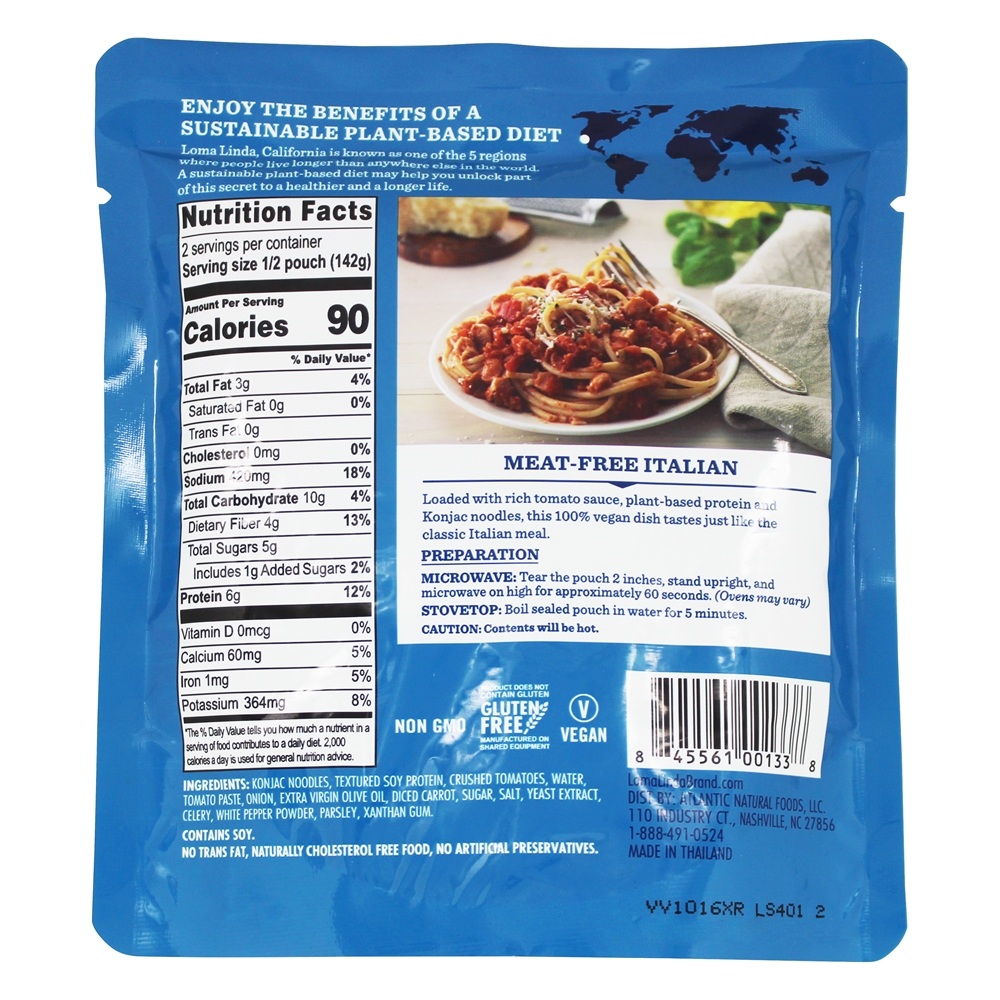 Comprar Bolonhesa italiana vegana com macarrão Konjac - 10 oz. Loma Linda - Imagem 2