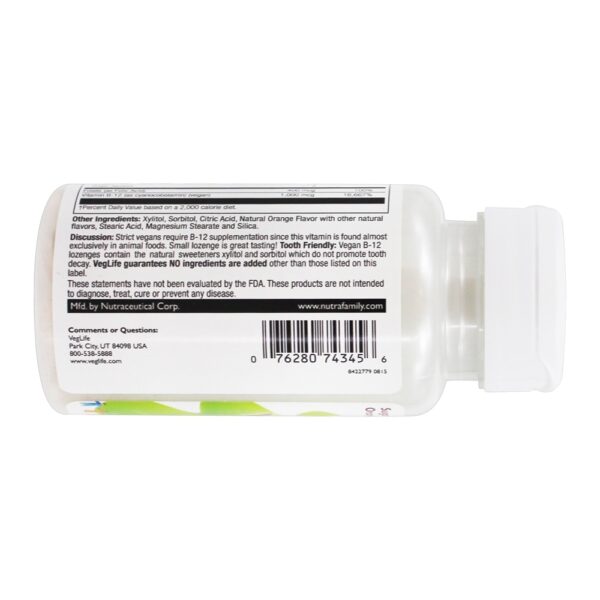 Comprar Vegan Vitamina B-12 1000mcg mais Ácido Fólico 400mcg Laranja - 50 Pastilhas VegLife - Imagem 4