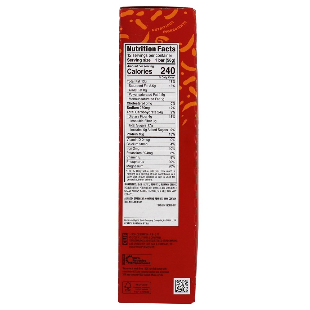 Comprar Todo Lotta Frutas Orgânicas, Nozes & Semente De Barras Caixa De Chocolate De Amendoim Assado - 12 Barras Clif Bar - Imagem 2