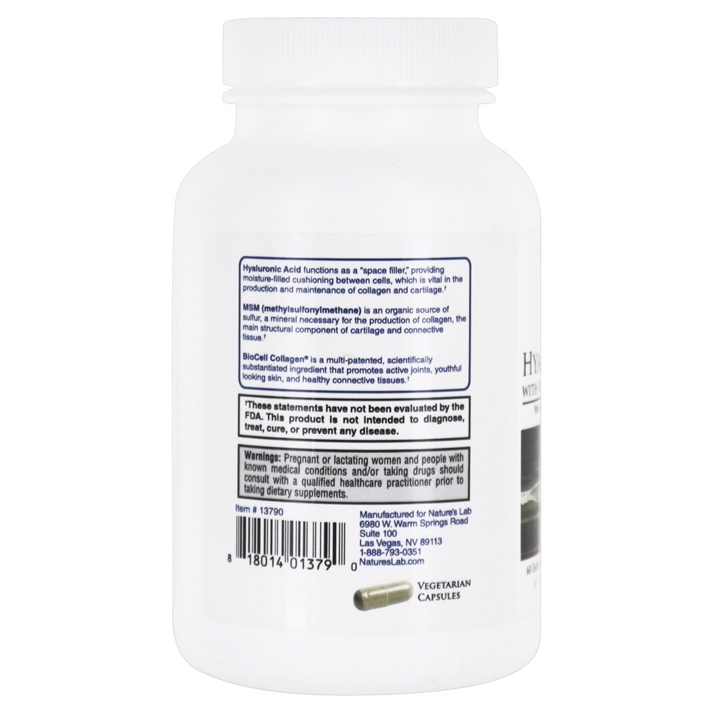 Comprar Ácido Hialurônico com BioCell Collagen & MSM - Cápsulas vegetarianas 60 Nature's Lab - Imagem 3
