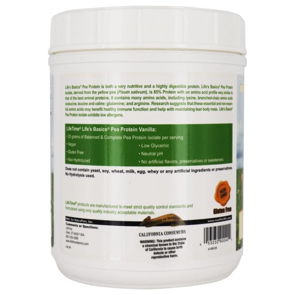 Comprar Baunilha Em Pó da Proteína de Ervilha Básica da Vida Isolada - 20.95 oz. LifeTime Vitamins - Imagem 4
