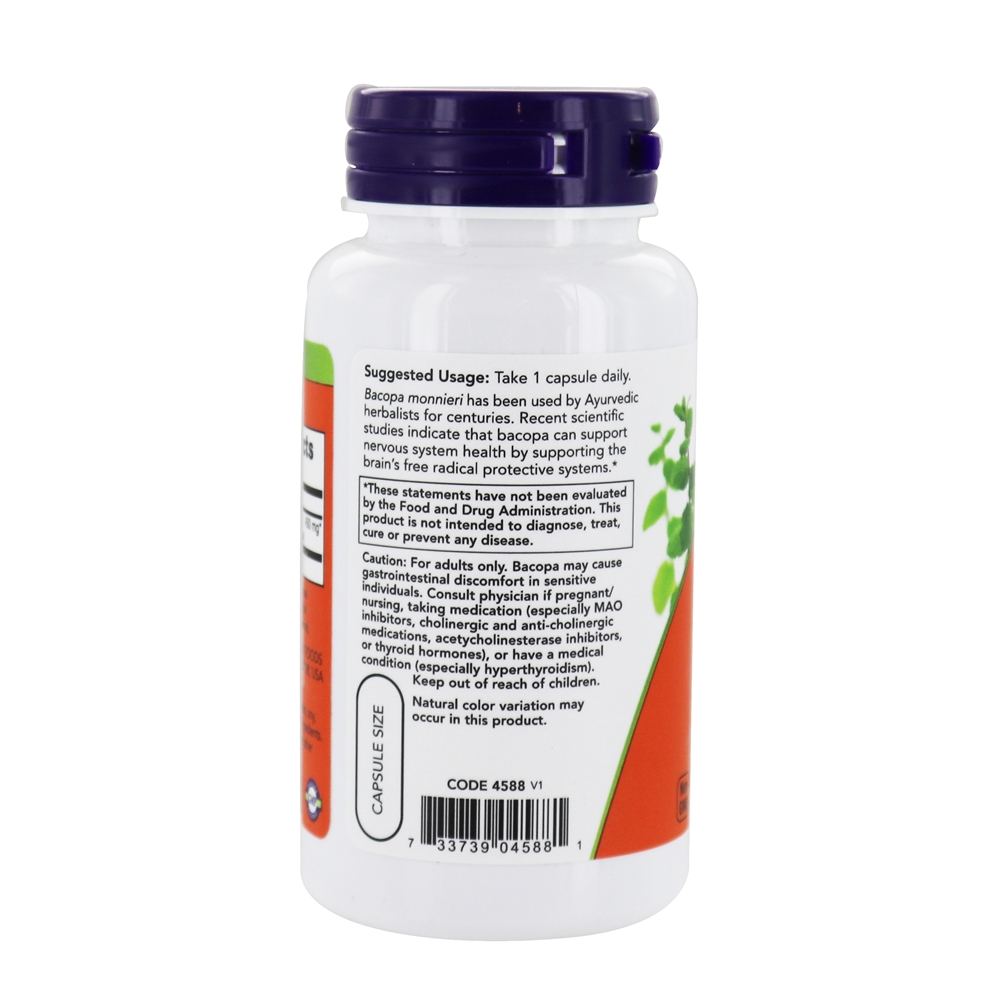 Comprar Fórmula de saúde cerebral do extrato de Bacopa 450 mg . - 90 Cápsula (s) vegetal (s) NOW Foods - Imagem 3