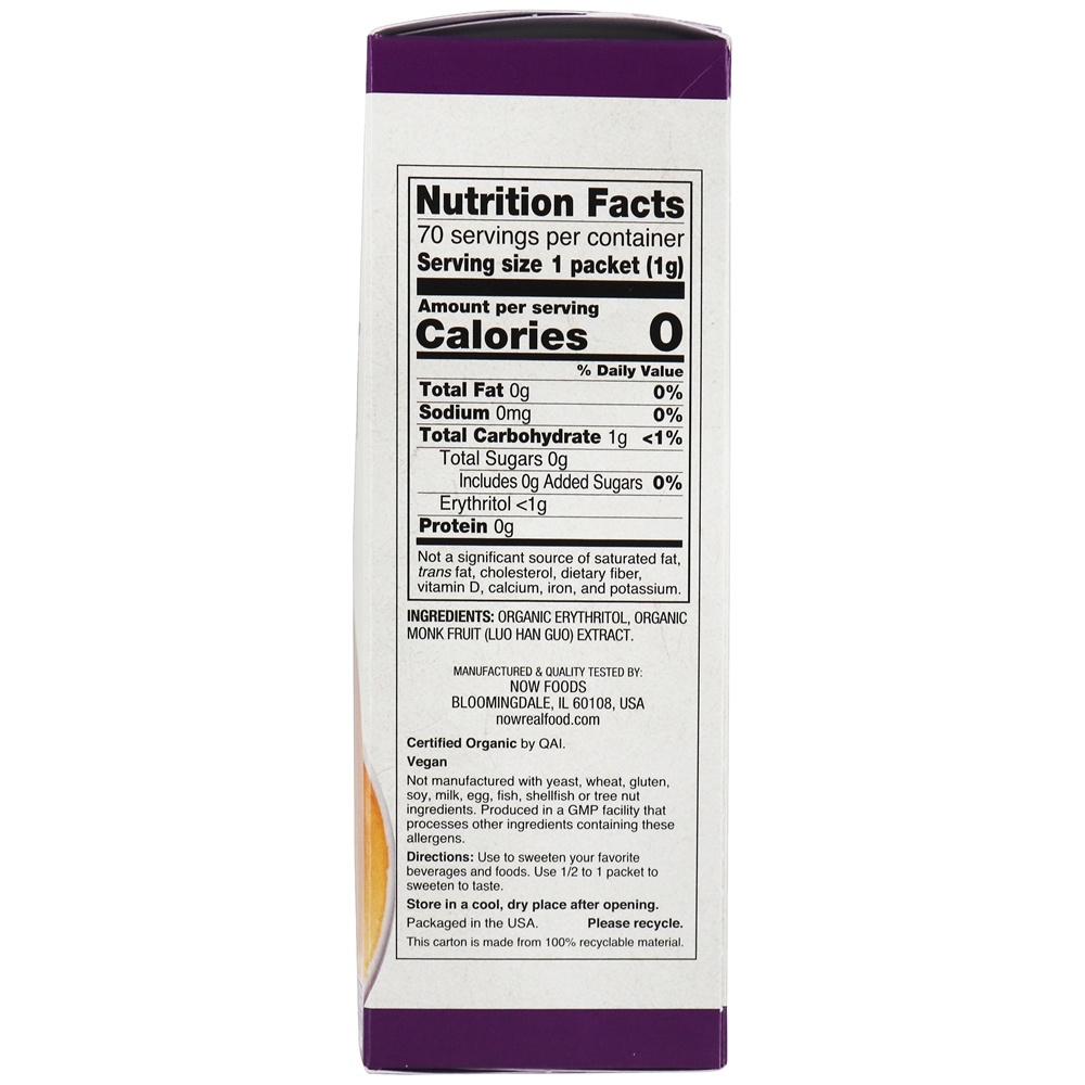 Comprar Adoçante orgânico de zero calorias de frutas de monge - 70 Pacotes (s) NOW Foods - Imagem 2