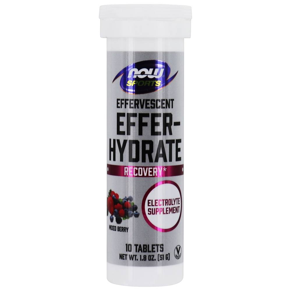 Comprar NOW Sports Efer-Hydrate Suplemento Eletrolítico Efervescente Berry Misturado - 10 Tablets NOW Foods