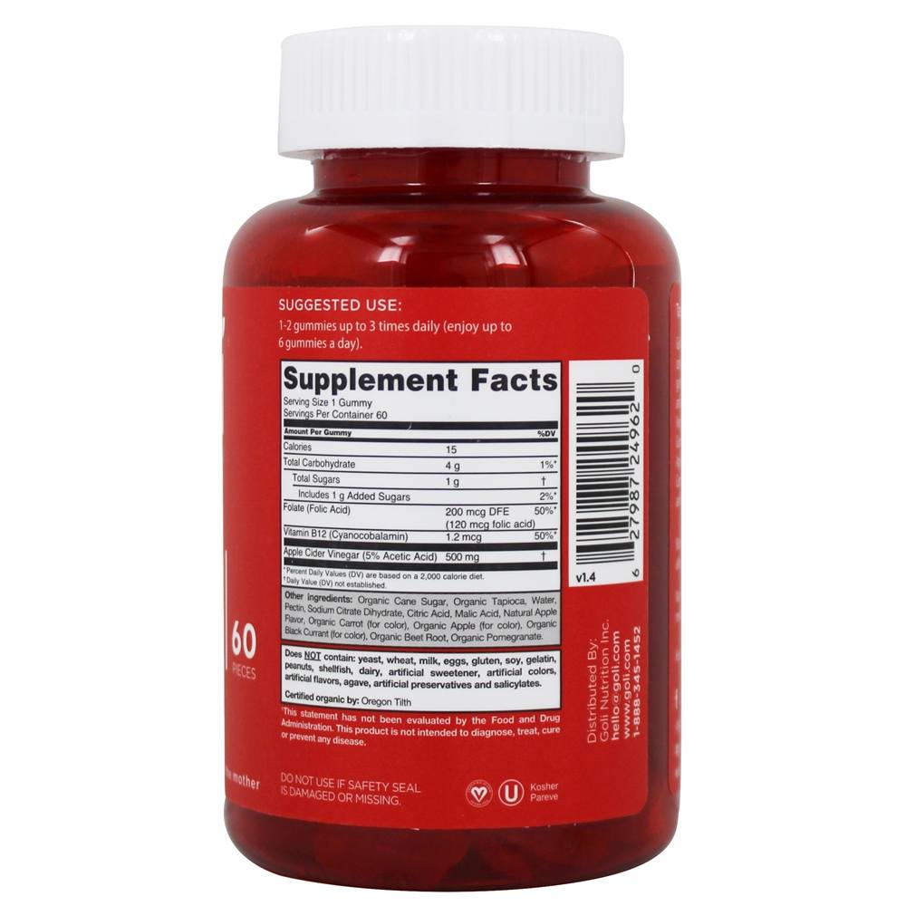 Comprar Gomas de vinagre de cidra de maçã com a mãe - 60 Peça (s) Goli Nutrition - Imagem 2