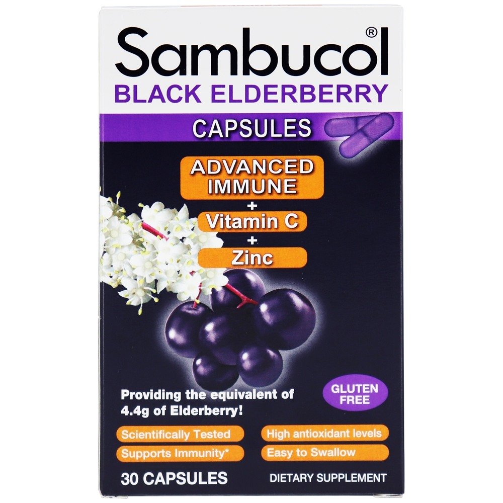 Comprar Black Elderberry Advanced Immune + Vitamina C + Fórmula de zinco - Cápsulas 30 Sambucol