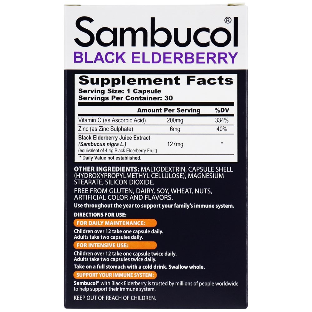 Comprar Black Elderberry Advanced Immune + Vitamina C + Fórmula de zinco - Cápsulas 30 Sambucol - Imagem 2