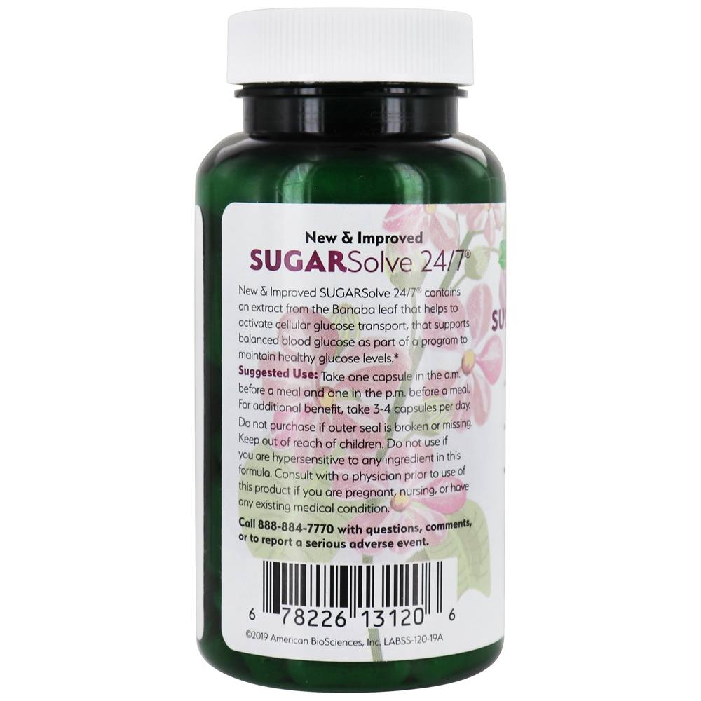 Comprar Solução de Açúcar 24 / 7 Extrato de Folha de Banaba - Cápsulas 120 American BioSciences - Imagem 3