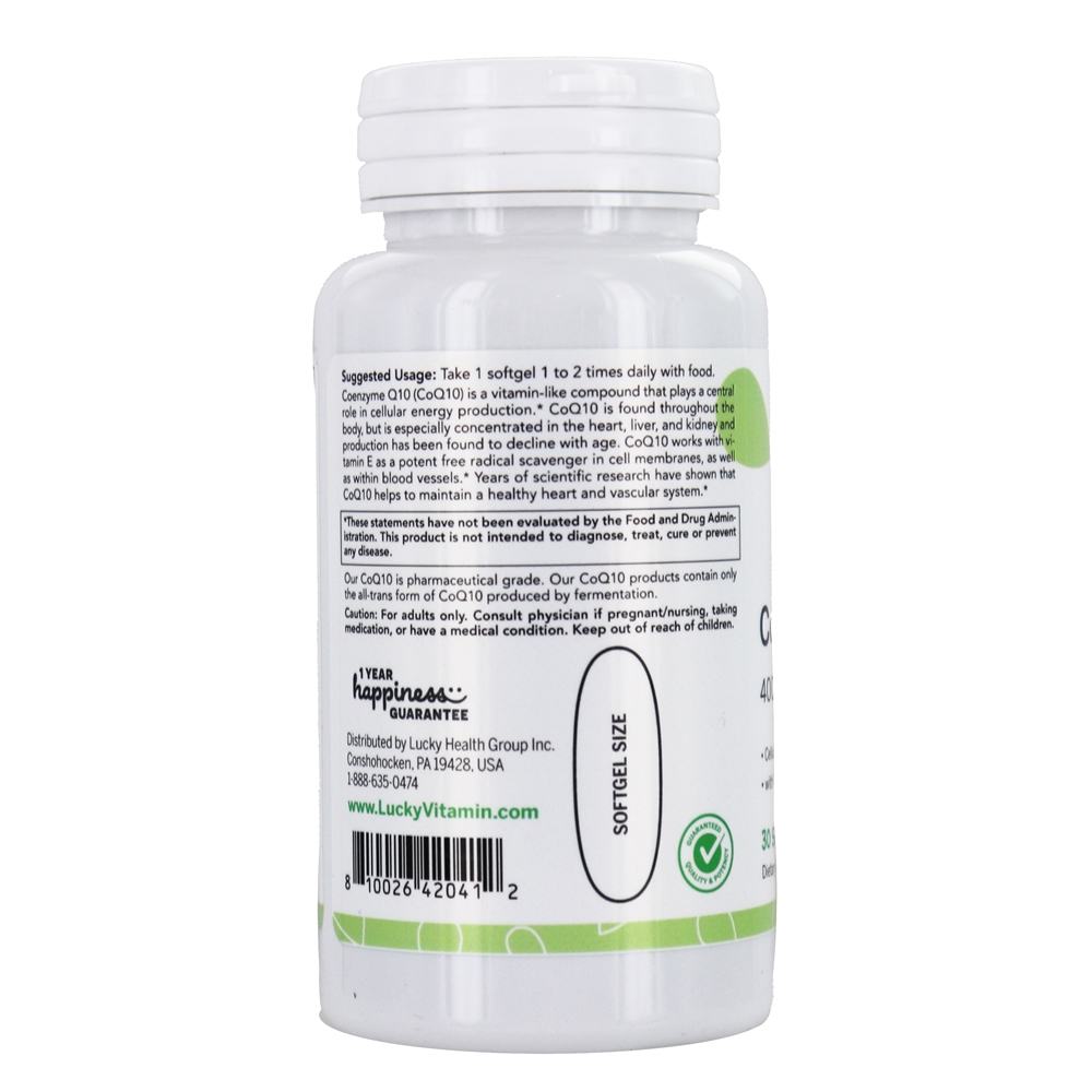 Comprar CoQ10 400 mg. - 30 Softgels LuckyVitamin - Imagem 3