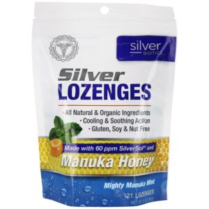 Comprar Biotics de prata Manuka Honey Mighty Manuka Mint - 21 Pastilhas American Biotech Labs