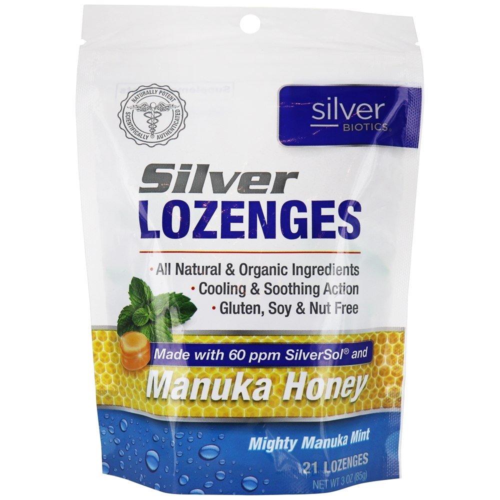 Comprar Biotics de prata Manuka Honey Mighty Manuka Mint - 21 Pastilhas American Biotech Labs