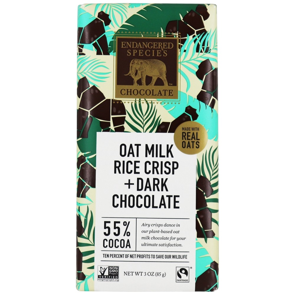Comprar Barra de Chocolate Amargo 55 % Cacau Leite de Aveia e Arroz Crocante - 3 oz. Endangered Species
