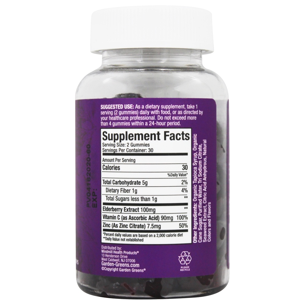 Comprar Zinco de sabugueiro e vitamina C suporte de imunidade Berry - 60 Gummies Garden Greens - Imagem 2