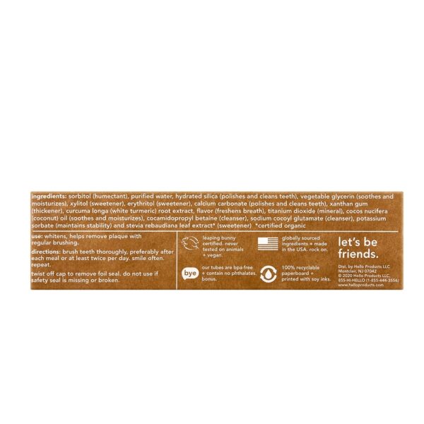 Comprar Hortelã natural do creme dental branco do fluoreto do impulsionador do brilho da cúrcuma - 4 oz. Hello Products - Imagem 4