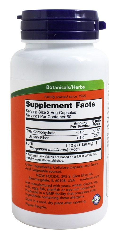 Comprar Fo-Ti Suplemento Herbal - Ho Shou Wu 560 mg. - 100 Cápsula (s) vegetal (s) NOW Foods - Imagem 2