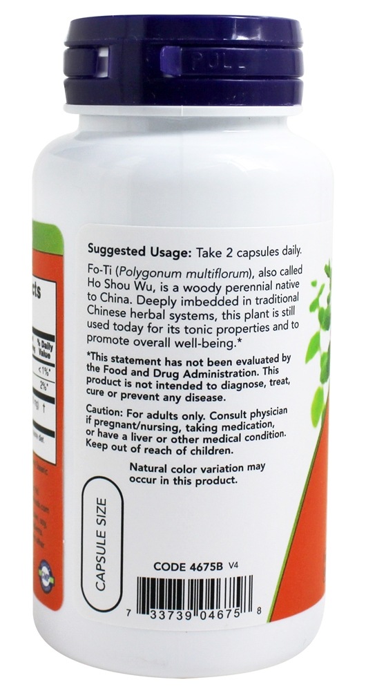 Comprar Fo-Ti Suplemento Herbal - Ho Shou Wu 560 mg. - 100 Cápsula (s) vegetal (s) NOW Foods - Imagem 3