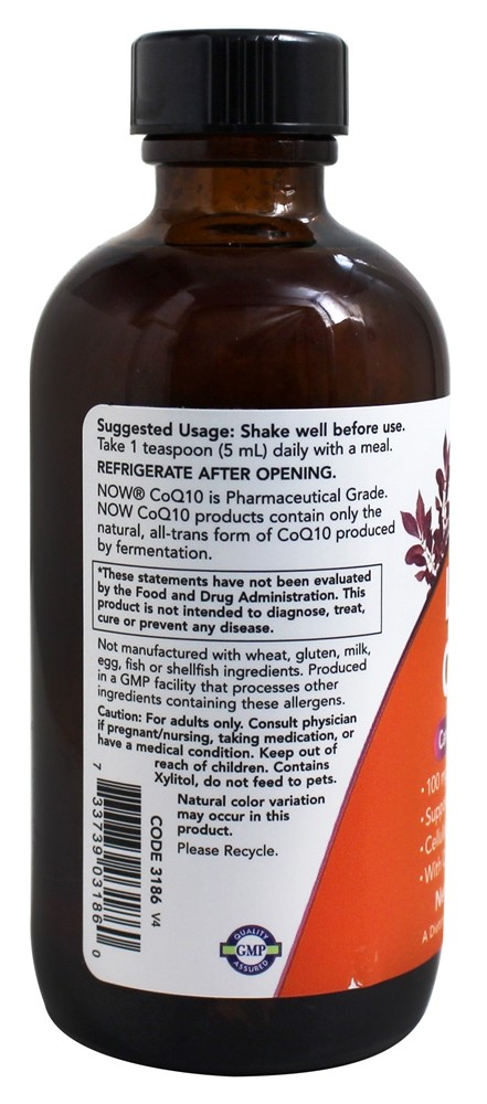 Comprar CoQ10 líquida 100 mg por colher de chá 100 mg. - 4 fl. oz. NOW Foods - Imagem 3