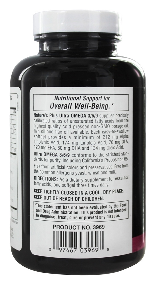 Comprar Ultra Omega 3-6-9 1200 mg. - 120 Softgels Natures Plus - Imagem 3