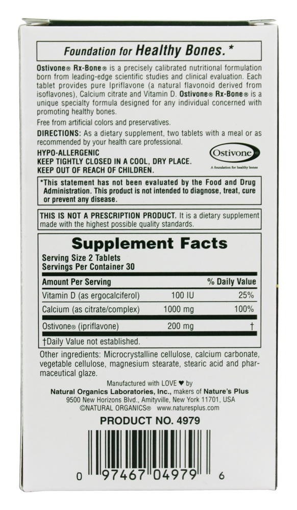 Comprar Ostivone Rx Bone Ipriflavone Supplement with Calcium - 60 Tablets Natures Plus - Imagem 2