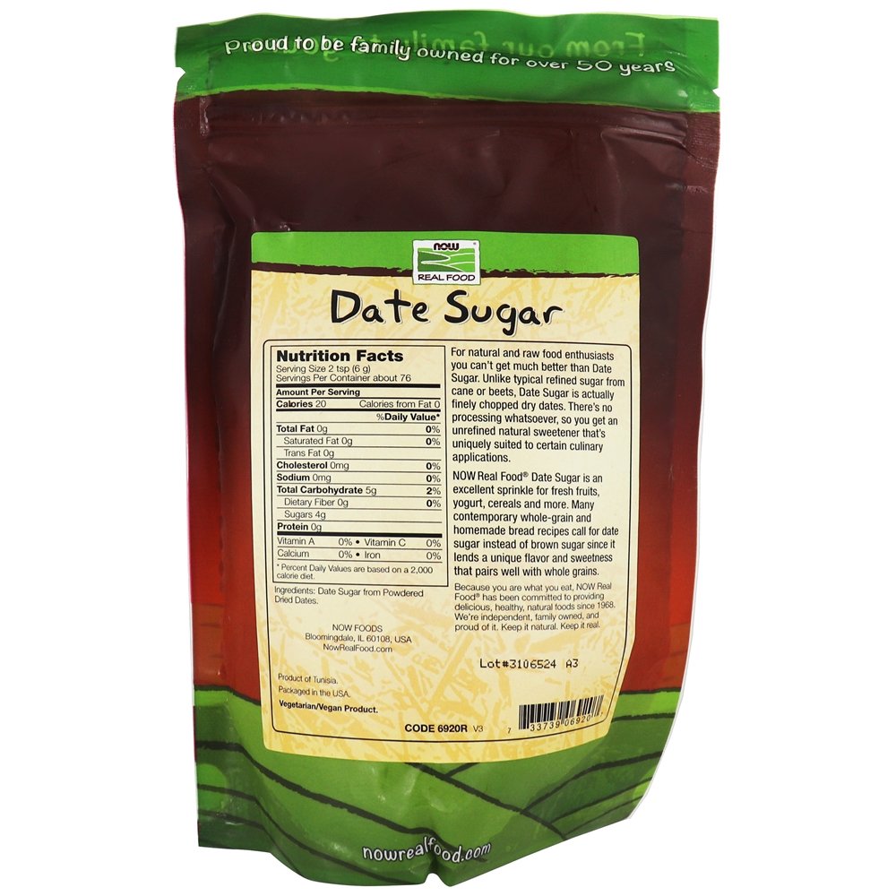 Comprar NOW Real Food Data Sugar - 1 lb. NOW Foods - Imagem 2