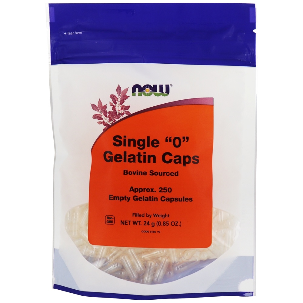 Comprar Cápsulas Vazias de Gelatina Tamanho Único ' 0 ' - Cápsulas 250 NOW Foods