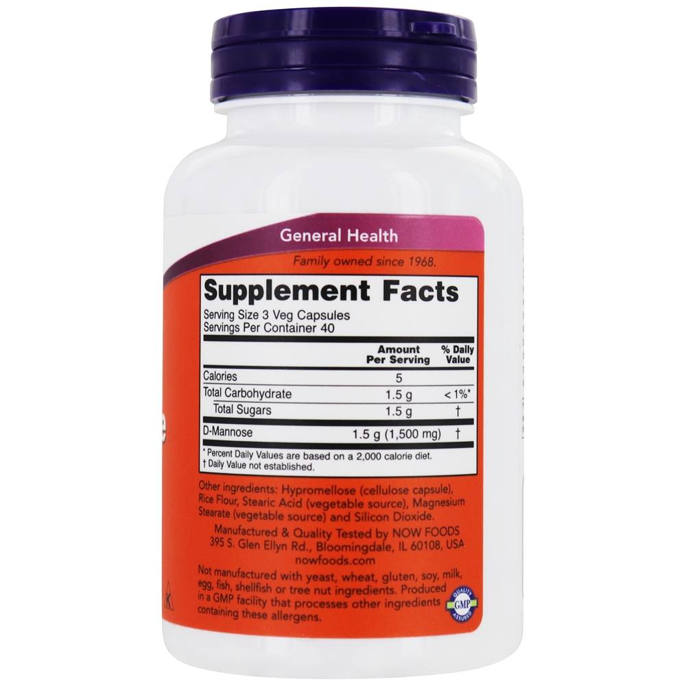 Comprar D-manose 500 mg. - 120 Cápsula (s) vegetal (s) NOW Foods - Imagem 2
