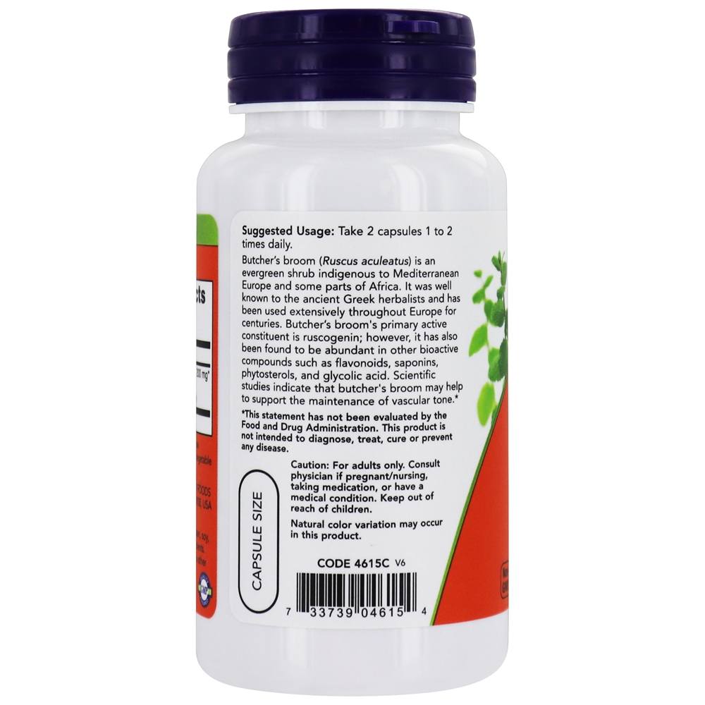 Comprar Vassoura de Carniceiro 200 mg. - 100 Cápsula (s) vegetal (s) NOW Foods - Imagem 3