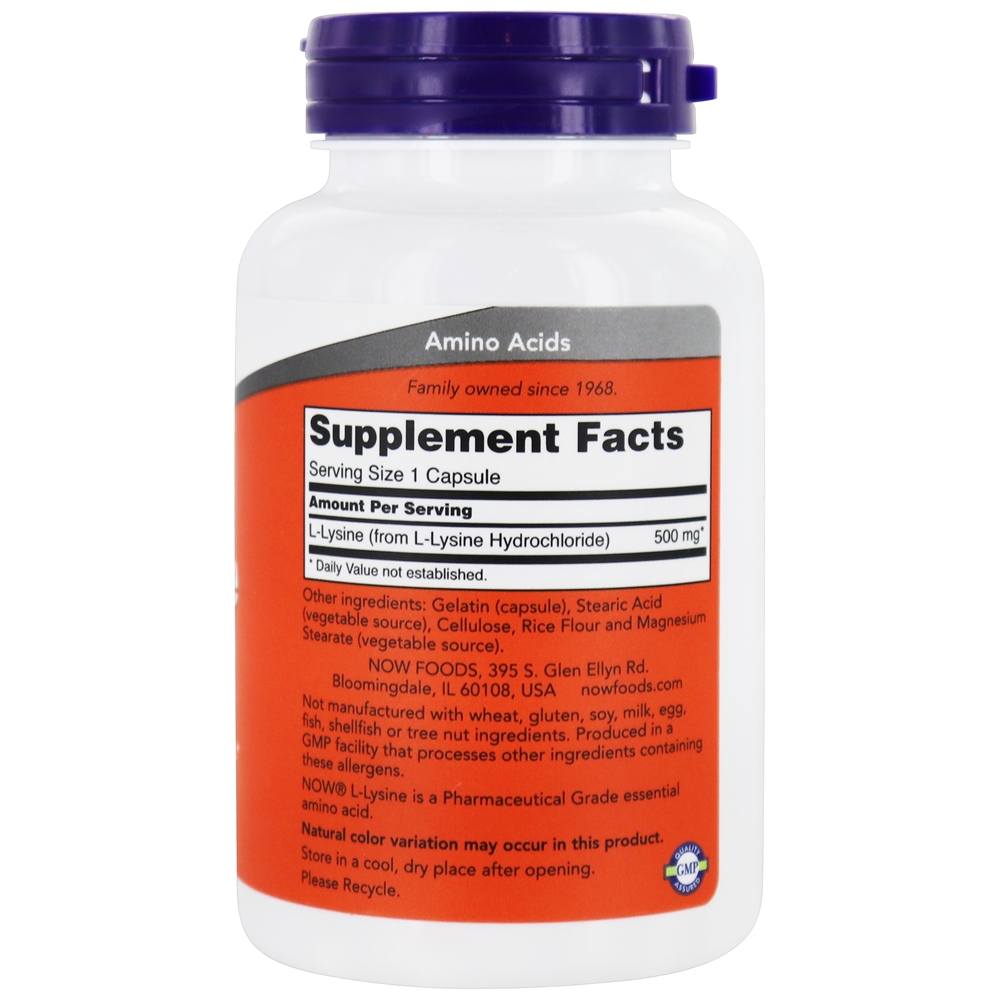 Comprar L-Lisina 500 mg. - Cápsulas 100 NOW Foods - Imagem 2