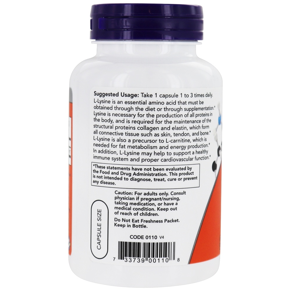 Comprar L-Lisina 500 mg. - Cápsulas 100 NOW Foods - Imagem 3