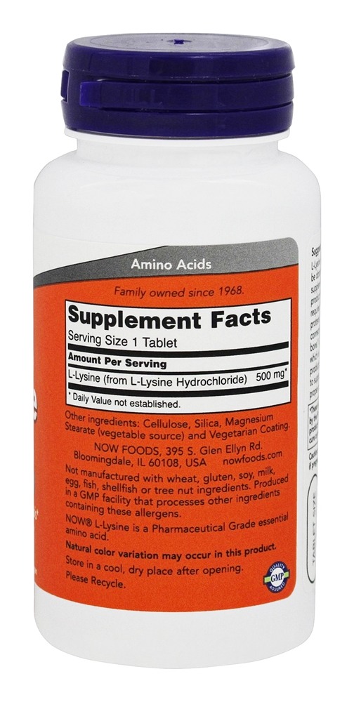 Comprar L-Lisina Vegetariana 500 mg. - 100 Tablets NOW Foods - Imagem 2