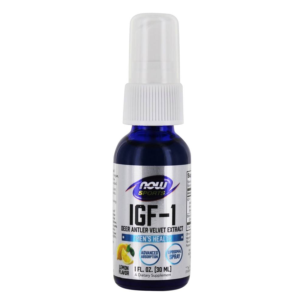 Comprar AGORA ostenta o limão Liposomal do pulverizador do extrato de veludo do chifre dos cervos IGF-1 - 1 fl. oz. NOW Foods