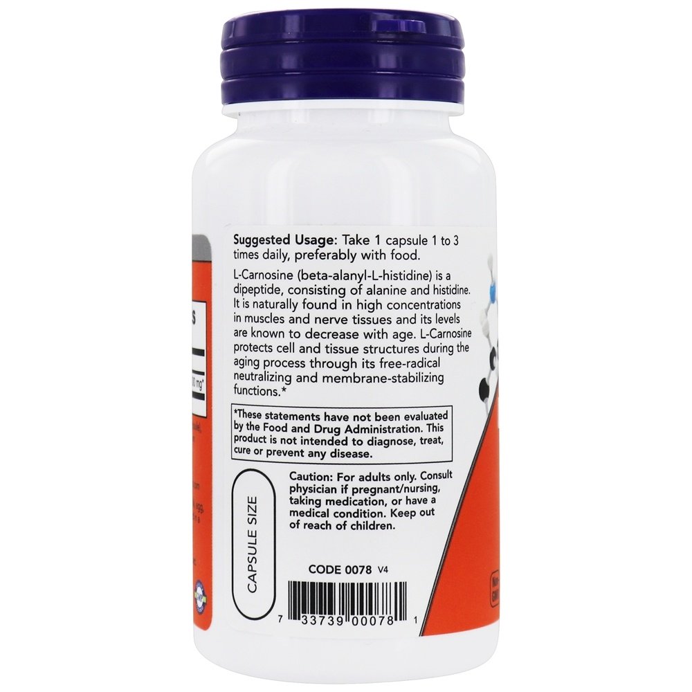 Comprar Carnosina 500 mg . - 50 Cápsula (s) vegetal (s) NOW Foods - Imagem 3