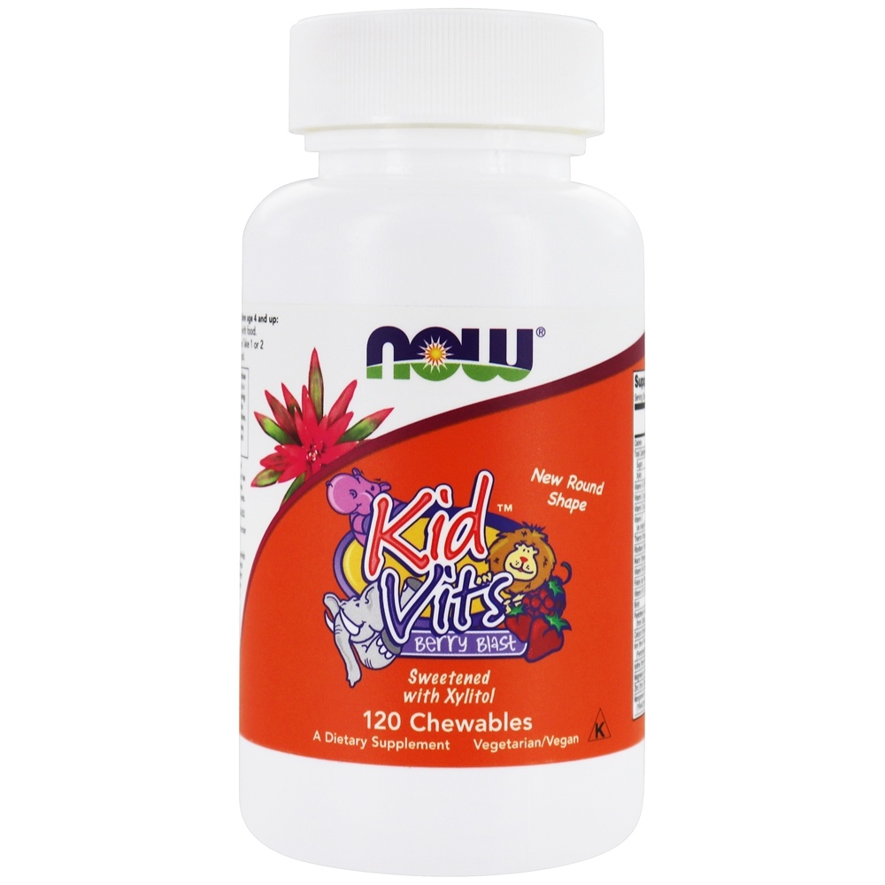 Comprar Kid Vits Multivitamínico Sabor Explosão de Frutas - 120 comprimidos mastigáveis NOW Foods