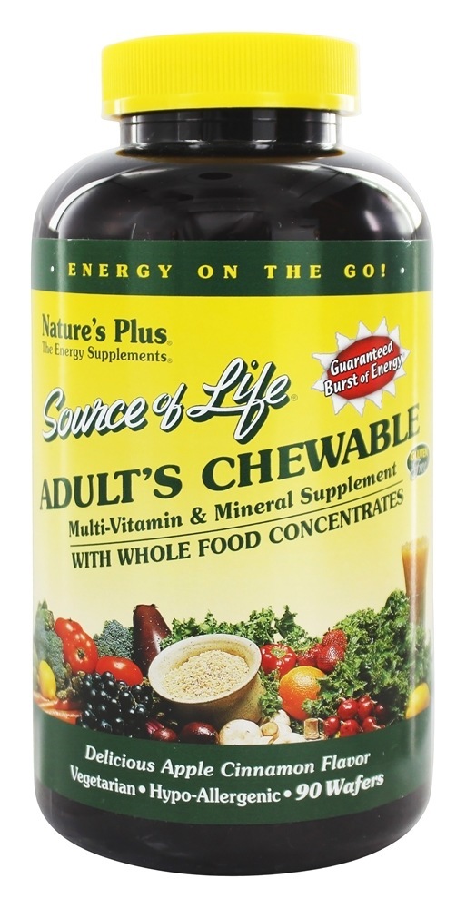 Comprar Source Of Life Multivitamínico Mastigável Para Adultos Sabor Maçã Com Canela - 90 Bolachas Natures Plus