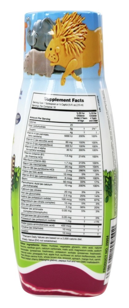 Comprar Fonte de Vida Animal Desfile Líquido Crianças Múltiplas Vitamina & Mineral Tropical Baga - 8 fl. oz. Natures Plus - Imagem 2