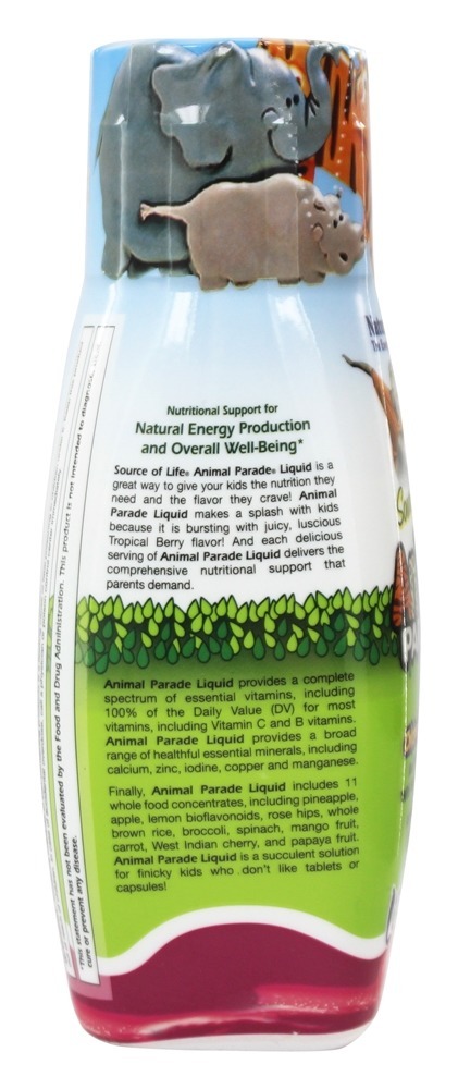 Comprar Fonte de Vida Animal Desfile Líquido Crianças Múltiplas Vitamina & Mineral Tropical Baga - 8 fl. oz. Natures Plus - Imagem 3
