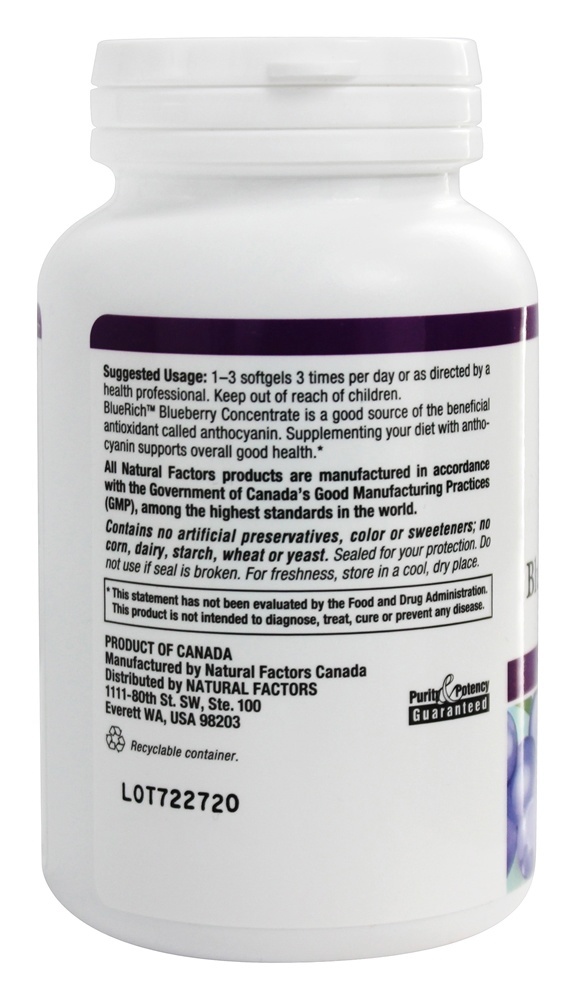 Comprar Blue Rich Concentrado de Mirtilo Super Potente - 90 Softgels Natural Factors - Imagem 3